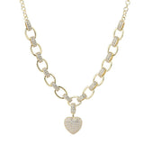 Micro Inlaid Heart-Shaped Necklace And Bracelet Set - Ceejaies