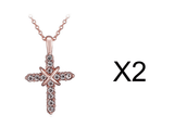 Studded Jesus Cross Necklace Clavicle Chain - Ceejaies