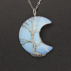 Natural Crystal Moon Pendant - Ceejaies