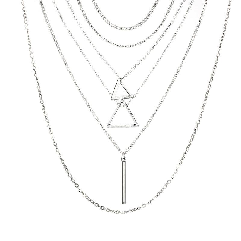 Triangle Bar Pendant Multilayer Women's Necklace - Ceejaies