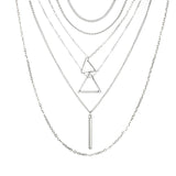 Triangle Bar Pendant Multilayer Women's Necklace - Ceejaies