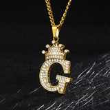 Crown Pendant Stainless Steel Letter Necklace - Ceejaies