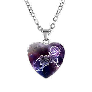 Women's Zodiac Heart Pendant Necklace - Ceejaies