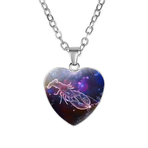 Women's Zodiac Heart Pendant Necklace - Ceejaies