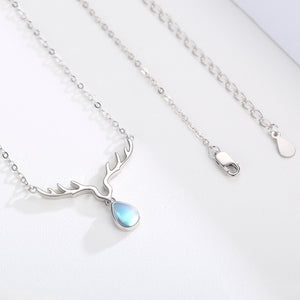 Ladies Elk Moonstone Necklace 925 Sterling Silver - Ceejaies