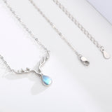 Ladies Elk Moonstone Necklace 925 Sterling Silver - Ceejaies