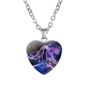 Women's Zodiac Heart Pendant Necklace - Ceejaies