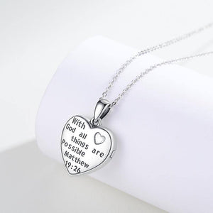 Ladies Cross Heart Locket Necklace 925 Sterling Silver - Holds Picture - Ceejaies