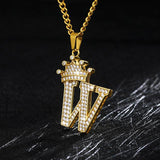 Crown Pendant Stainless Steel Letter Necklace - Ceejaies