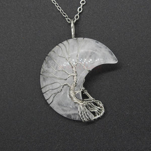 Natural Crystal Moon Pendant - Ceejaies