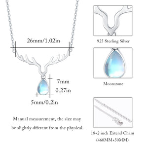 Ladies Elk Moonstone Necklace 925 Sterling Silver - Ceejaies