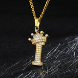 Crown Pendant Stainless Steel Letter Necklace - Ceejaies