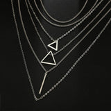 Triangle Bar Pendant Multilayer Women's Necklace - Ceejaies