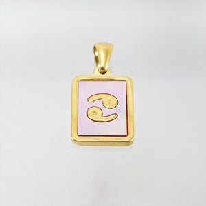 Stainless Steel Square Shell Zodiac Necklace - Ceejaies