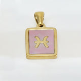 Stainless Steel Square Shell Zodiac Necklace - Ceejaies