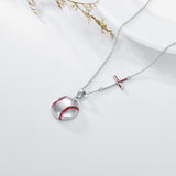 Baseball Cross Necklace in White Gold Plated Sterling Silver - Ceejaies