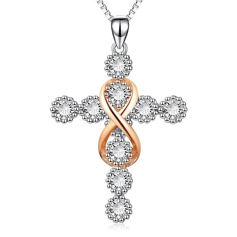 Women's Faith Cross 8 Diamond Pendant Necklace - Ceejaies