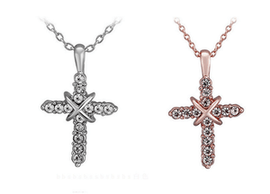 Studded Jesus Cross Necklace Clavicle Chain - Ceejaies