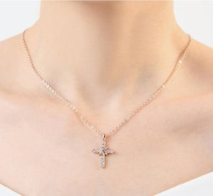 Studded Jesus Cross Necklace Clavicle Chain - Ceejaies