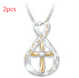 Cross Footprint Two-Tone Diamond Pendant - Ceejaies