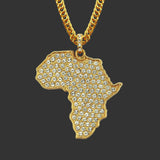 Africa Map Necklace Full Diamond Pendant - Ceejaies