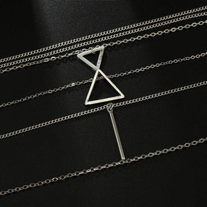 Triangle Bar Pendant Multilayer Women's Necklace - Ceejaies