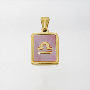 Stainless Steel Square Shell Zodiac Necklace - Ceejaies