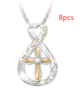 Cross Footprint Two-Tone Diamond Pendant - Ceejaies