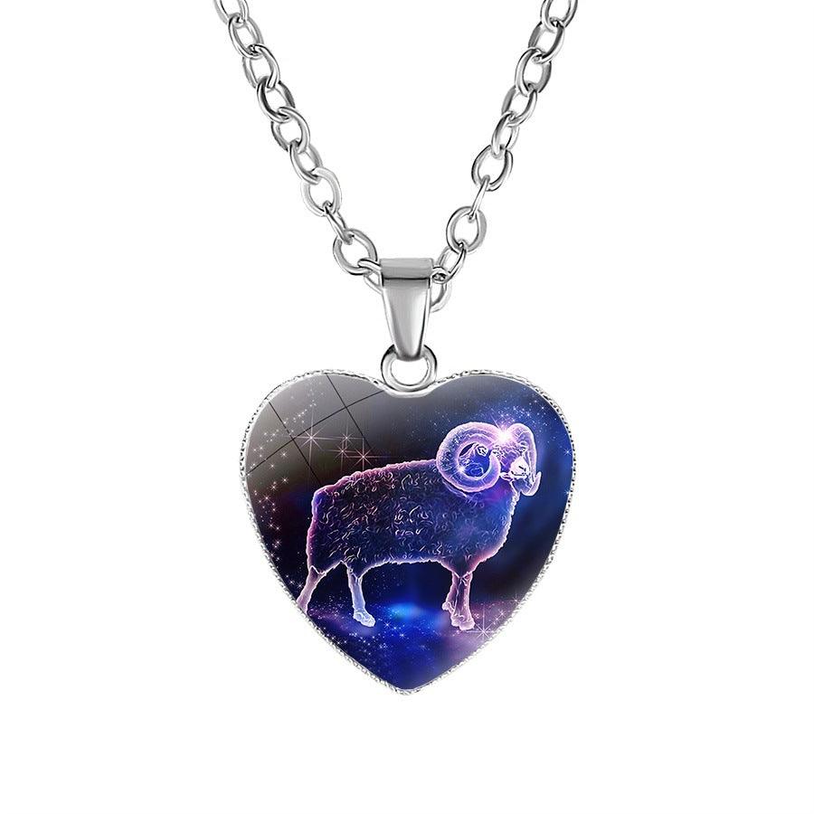 Women's Zodiac Heart Pendant Necklace - Ceejaies