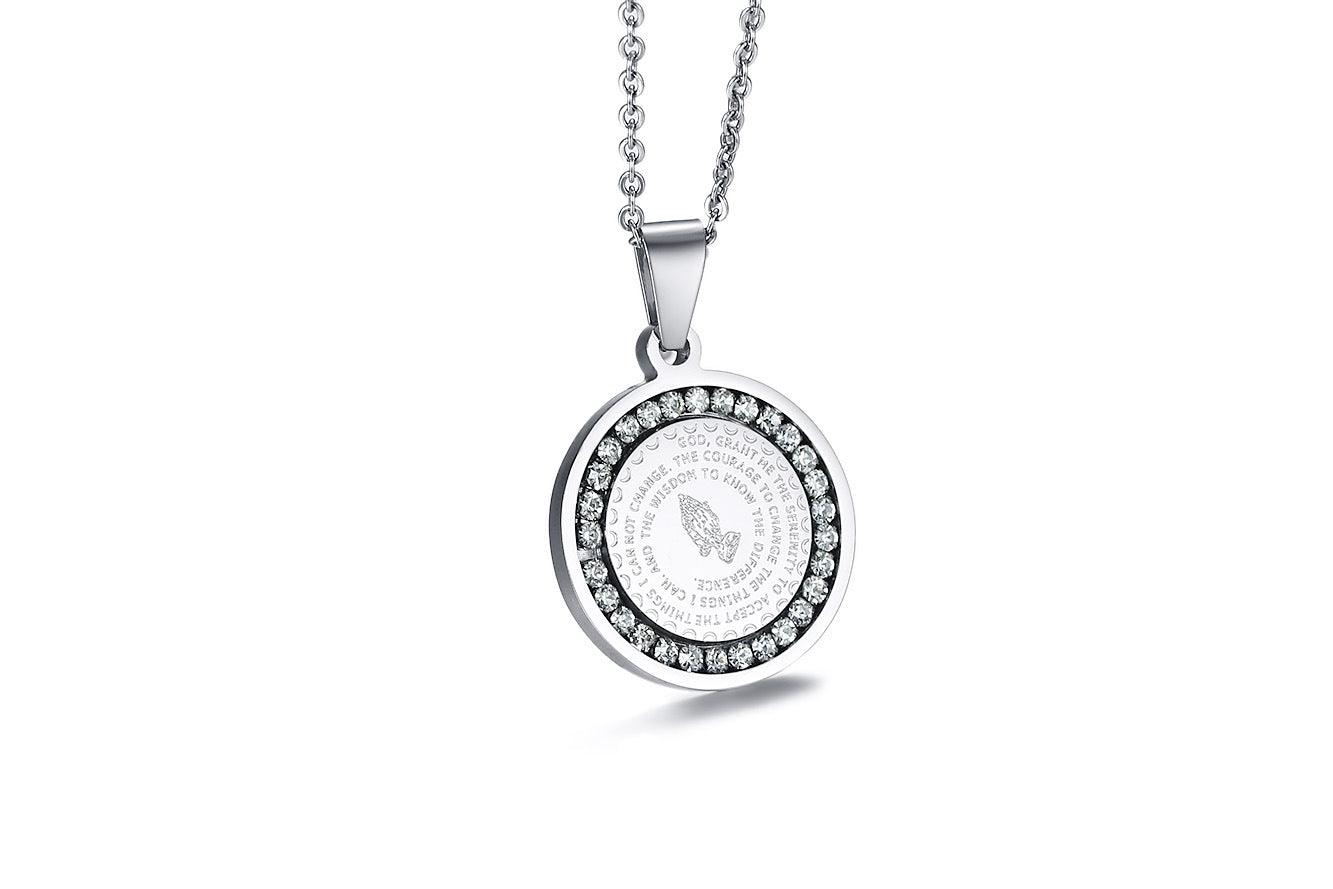 Stainless Steel Rhinestone English Scripture Pendant - Ceejaies