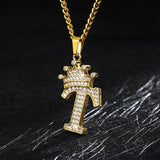 Crown Pendant Stainless Steel Letter Necklace - Ceejaies