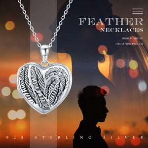 "My Heart Belongs to You" Heart Feather Pendant Necklace - Ceejaies