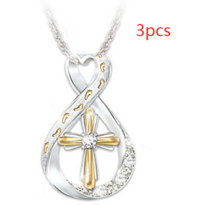 Cross Footprint Two-Tone Diamond Pendant - Ceejaies