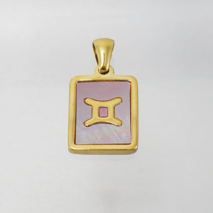 Stainless Steel Square Shell Zodiac Necklace - Ceejaies