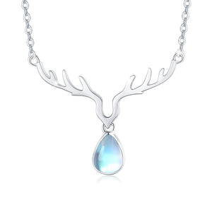 Ladies Elk Moonstone Necklace 925 Sterling Silver - Ceejaies