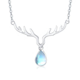 Ladies Elk Moonstone Necklace 925 Sterling Silver - Ceejaies