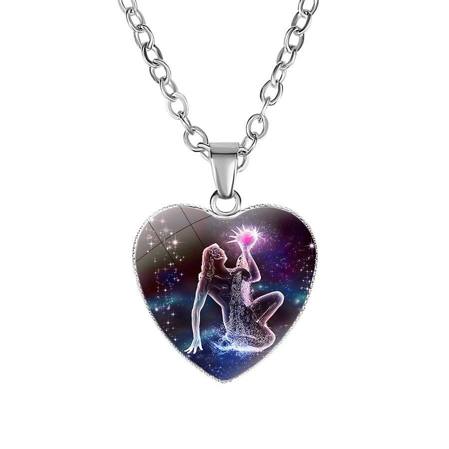 Women's Zodiac Heart Pendant Necklace - Ceejaies