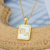 Stainless Steel Square Shell Zodiac Necklace - Ceejaies