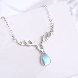 Ladies Elk Moonstone Necklace 925 Sterling Silver - Ceejaies