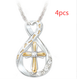 Cross Footprint Two-Tone Diamond Pendant - Ceejaies