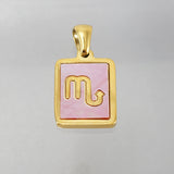 Stainless Steel Square Shell Zodiac Necklace - Ceejaies