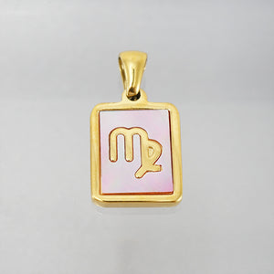 Stainless Steel Square Shell Zodiac Necklace - Ceejaies