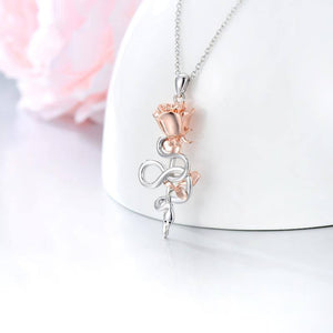 925 Sterling Silver Flower Snake Necklace - Ceejaies