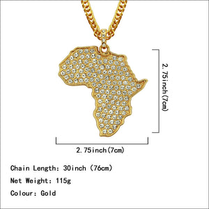 Africa Map Necklace Full Diamond Pendant - Ceejaies