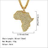 Africa Map Necklace Full Diamond Pendant - Ceejaies