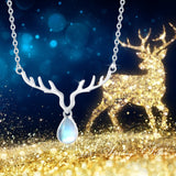 Ladies Elk Moonstone Necklace 925 Sterling Silver - Ceejaies