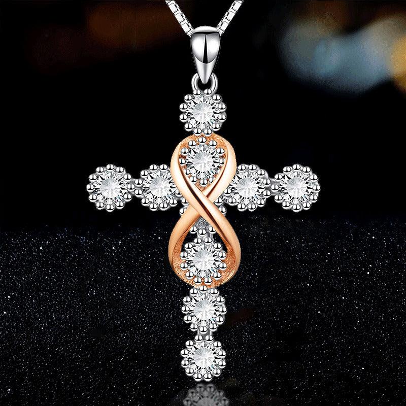 Women's Faith Cross 8 Diamond Pendant Necklace - Ceejaies