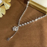 Micro-set Zircon Snowflake Pendant Necklace - Ceejaies