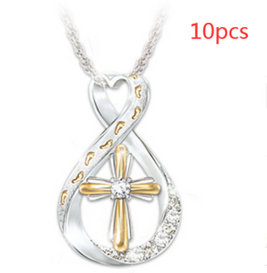 Cross Footprint Two-Tone Diamond Pendant - Ceejaies