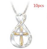 Cross Footprint Two-Tone Diamond Pendant - Ceejaies